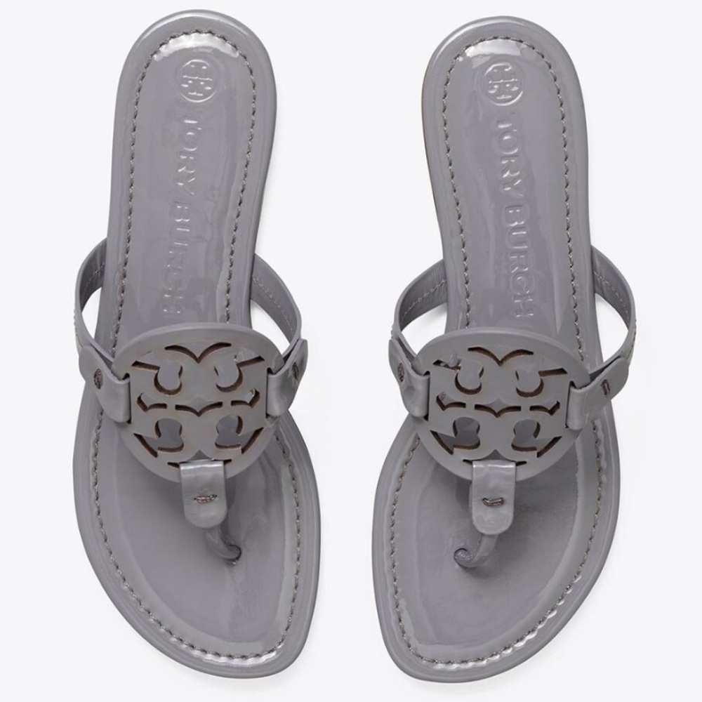 TORY BURCH MILLER PATENT LEATHER SANDAL /MALTA GREY